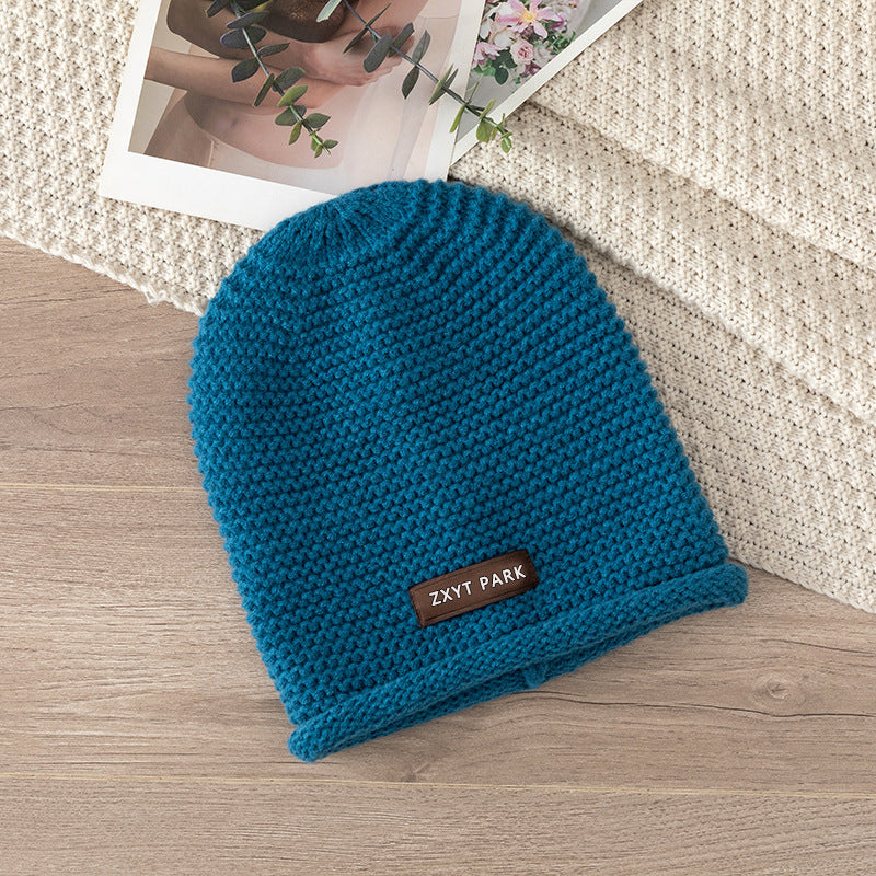 Letter Wool Knitted Sleeve Cap Women