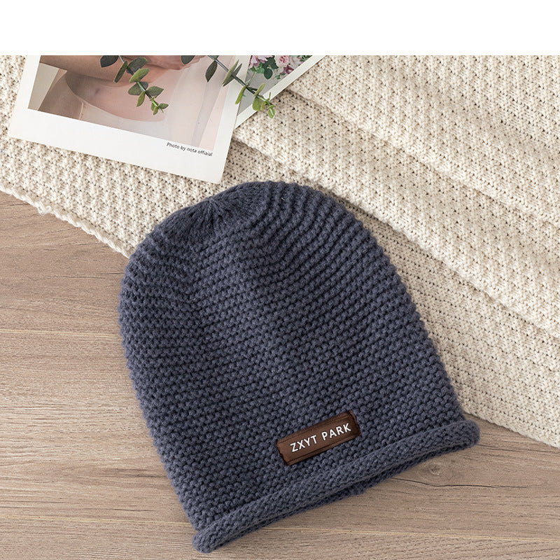 Letter Wool Knitted Sleeve Cap Women