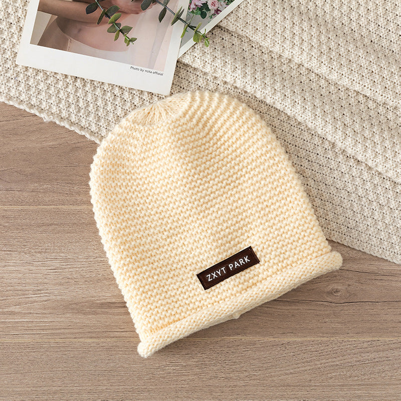 Letter Wool Knitted Sleeve Cap Women