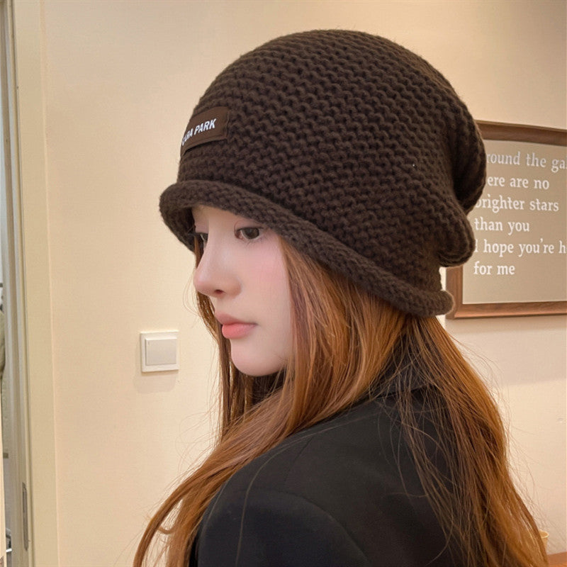 Letter Wool Knitted Sleeve Cap Women