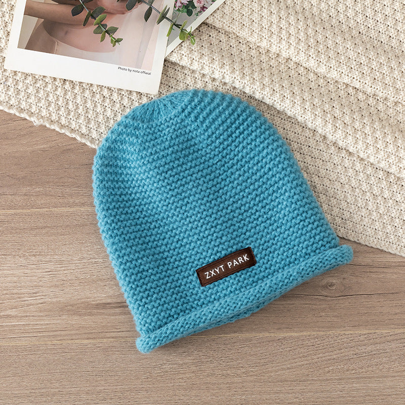 Letter Wool Knitted Sleeve Cap Women