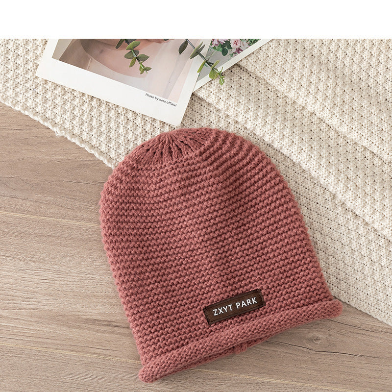 Letter Wool Knitted Sleeve Cap Women